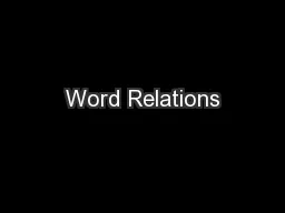 Word Relations