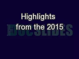 Highlights from the 2015