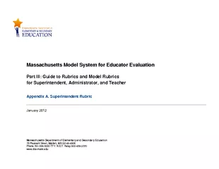 Massachusetts Model System for Educator Evaluation