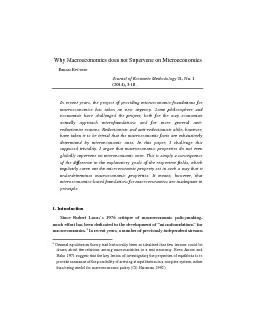 Why Macroeconomics does not Supervene on Microeconomicsby RIAN PSTEINJ