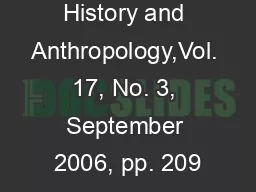 History and Anthropology,Vol. 17, No. 3, September 2006, pp. 209