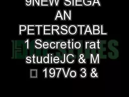 9NEW SIEGA AN PETERSOTABL 1 Secretio rat studieJC & M • 197Vo 3 &
