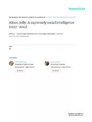 INMEMORIAMAlisonJolly:ASupremelySocialIntelligencelisonJolly,Anthropol