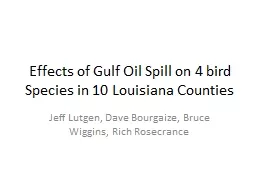 Effects of Gulf Oil Spill on 4 bird Species in 10 Louisiana