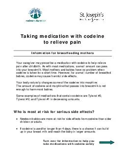 Taking medication with codeine to relieve pain Information for breastfeeding mothers Your