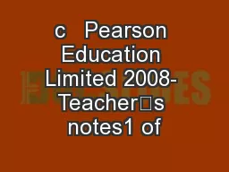 c   Pearson Education Limited 2008- Teacher’s notes1 of