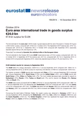 The first estimate for the euro area(EA18) trade in goods balance with