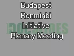 Budapest Renminbi Initiative Plenary Meeting