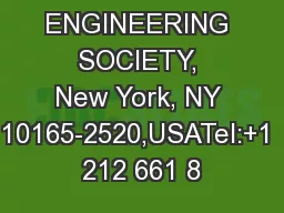AUDIO ENGINEERING SOCIETY, New York, NY 10165-2520,USATel:+1 212 661 8