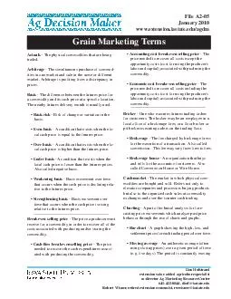 Grain Marketing Terms File A January  www