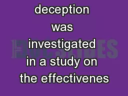 influence in deception was investigated in a study on the effectivenes