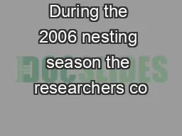 During the 2006 nesting season the researchers co