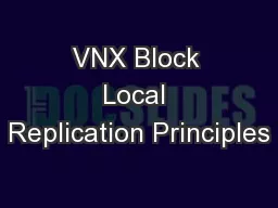 VNX Block Local Replication Principles