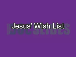 Jesus’ Wish List