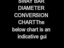 SWAY BAR DIAMETER CONVERSION CHARTThe below chart is an indicative gui