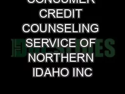 CONSUMER CREDIT COUNSELING SERVICE OF NORTHERN IDAHO INC