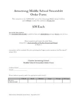 Middle School Sweatshirt Order Form