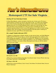 Motorsport UTV for Sale Virginia