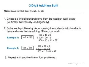  Digit Addition Split Materials Addition Split Board  digit   digit  