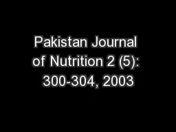 Pakistan Journal of Nutrition 2 (5): 300-304, 2003