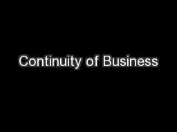 Continuity of Business