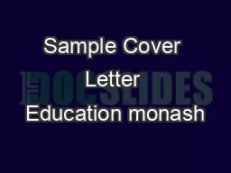 Sample Cover Letter Education monash