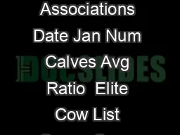 Canadian Angus Associations Date Jan Num Calves Avg Ratio  Elite Cow List Owner Cows Name