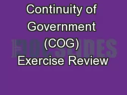 Continuity of Government (COG) Exercise Review