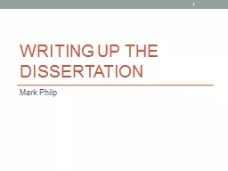 Writing up the Dissertation