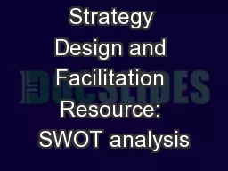 Strategy Design and Facilitation Resource: SWOT analysis