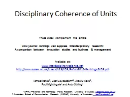 Disciplinary Coherence of Units