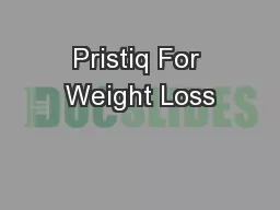 Pristiq For Weight Loss