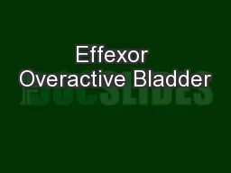 Effexor Overactive Bladder