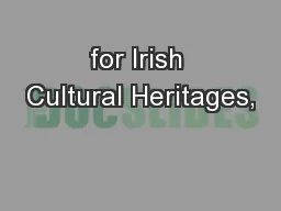 for Irish Cultural Heritages,