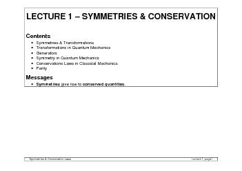 Symmetries & Conservation Laws