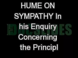 dispositions?  HUME ON SYMPATHY In his Enquiry Concerning the Principl