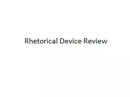 Rhetorical Device Review