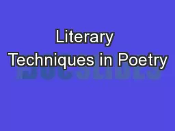 Literary Techniques in Poetry