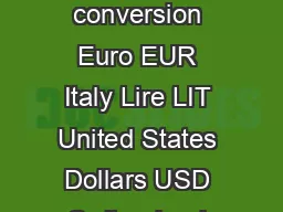 Instructions for use ESCRIPTION Tool for the following urrenc ies conversion Euro EUR