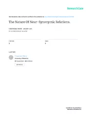 NATURE OF NEAR-SYNONYMIC RELATIONS