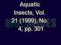 Aquatic Insects, Vol. 21 (1999), No. 4, pp. 301