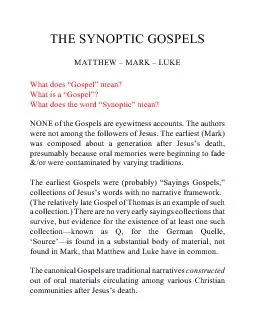 THE SYNOPTIC GOSPELS