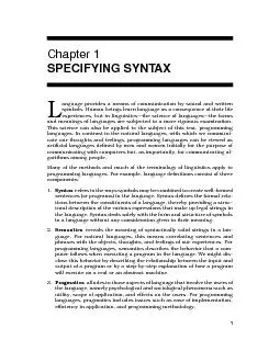 SPECIFYING SYNTAXanguage provides a means of communication by sound an