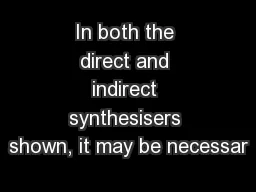 In both the direct and indirect synthesisers shown, it may be necessar