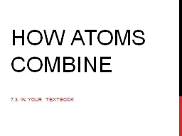 How Atoms Combine