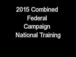 2015 Combined Federal Campaign National Training