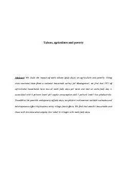 Taboos, agriculture and poverty Abstract