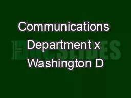 Communications Department x Washington D