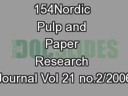 154Nordic Pulp and Paper Research Journal Vol 21 no.2/2006