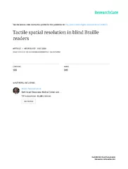 TactilespatialresolutioninblindBraillereadersR.W.VanBoven,MD,DDS;R.H.H